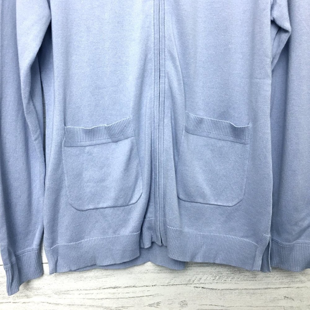NEW Isaac Mizrahi Women's Light Blue Cardigan Sweater Zipper Front Pockets Small - Picture 3 of 10